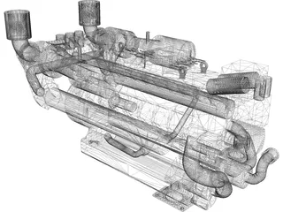 MTU 16V 2000 Engine 3D Model