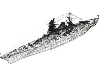 Amagi Japanese Battlecruiser 3D Model