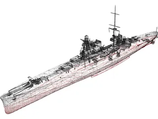 Heavy Cruiser Warship 3D Model