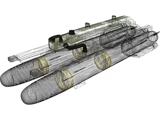 Hellfire Missile with Launcher 3D Model