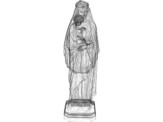 Virgin Mary Statue with Baby Jesus 3D Model