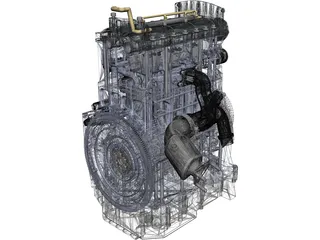 Diesel Engine 3 Cylinder 3D Model