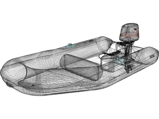 Inflatable Boat with Outboard Motor 3D Model