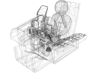 F-15 Cockpit with Pilot and Seat 3D Model