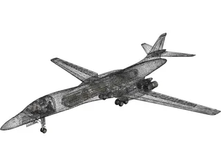 Rockwell B-1 Bomber with Interior 3D Model