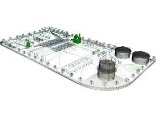 Petroleum Plant Refinery 3D Model