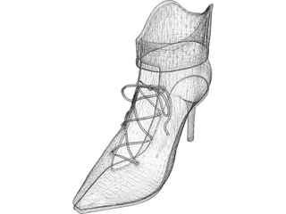 High Heel Shoe with Lace 3D Model