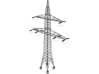 High Voltage Electric Power Transmission Pylon 3D Model