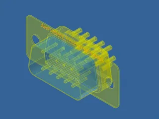 D-Sub 9 Connector 3D Model