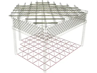 Wood Pergola 3D Model