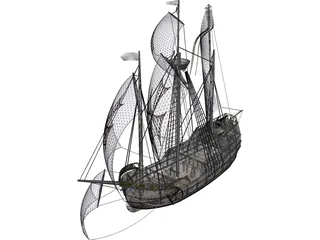 Santa Maria Sailing Ship 3D Model