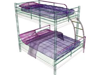 Double Bunk Bed 3D Model