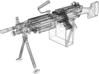 M249 Machine Gun 3D Model