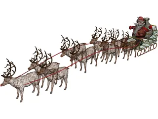 Santa and Sleigh 3D Model