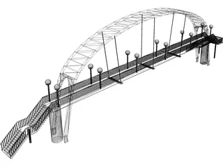 Suspension Arch Walkway Bridge 3D Model