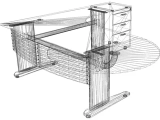 Desk with Extention 3D Model