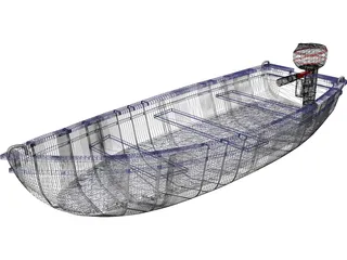 Boat with Outdoor Motor 3D Model