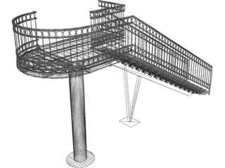 Stairs with Pedestal 3D Model