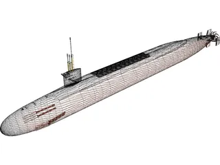 Ohio SSBN Nuclear Ballistic Missile Submarine 3D Model