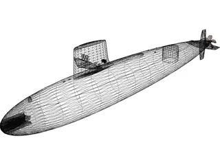 Skipjack SSN Submarine 3D Model