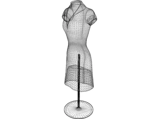Female Mannequin Bust and Dress 3D Model