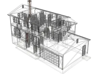 House 2-Story Suburban Colonial 3D Model