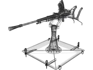 Type-96 Single AA-Gun 3D Model