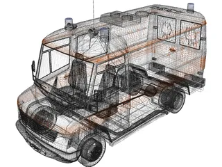 Mercedes-Benz Vario 614D German Ambulance 3D Model