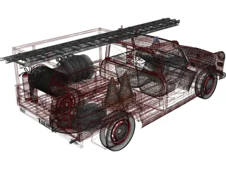 Peugeot Pickup Fire Truck 3D Model