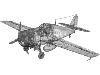 Grumman F4F-4 Wildcat 3D Model