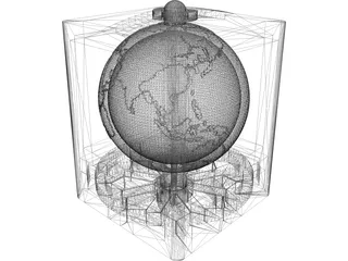 Globe in Cube Frame 3D Model