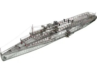 Rheundampfer Goethe Steam Ship 3D Model