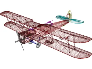 Biplane Curtiss Jenny 3D Model