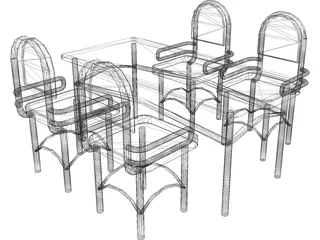 Table and Chairs 3D Model