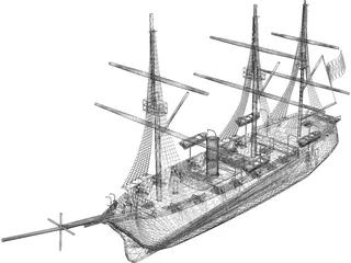 Esmeralda Wooden Ship 3D Model