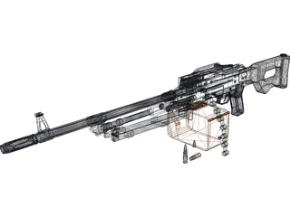 Kalashnikov Hand Machinegun 3D Model