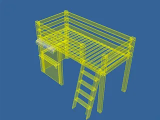 Loft Bed Children with Store 3D Model