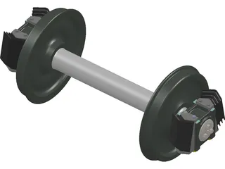 Freight Train Axle 3D Model