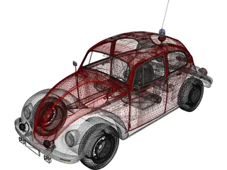 Volkswagen Beetle German Fire 3D Model