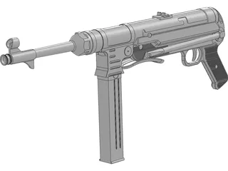 MP-40 Sub Machine Gun 3D Model