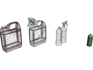 Spray Bottles 3D Model