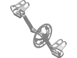 Pedals and Crankset 3D Model