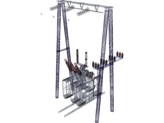 Electric High-voltage Transformers 3D Model