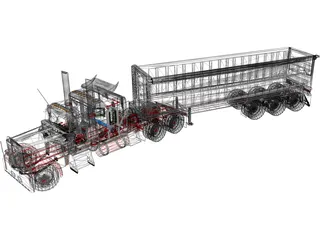 Kenworth W900 with Trailer 3D Model