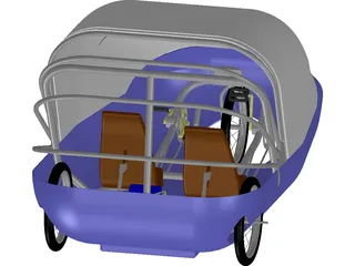 Human/electric side by side recumbent vehicle 3D Model