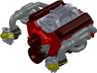 Engine SBC Dual Turbo 3D Model