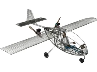 Manticore Single Seat Twin Pusher Aeroplane 3D Model