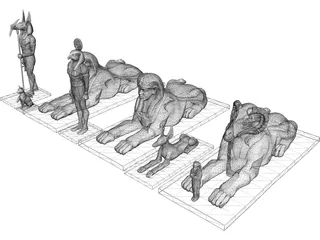 Egyptian Statues 3D Model