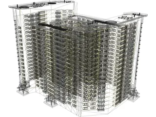 Inhabited high-rise building 3D Model