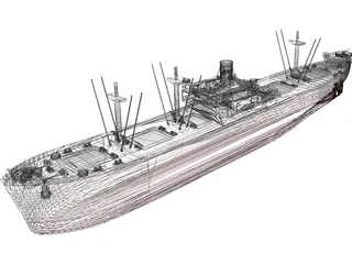 Cargo Ship WWII 3D Model